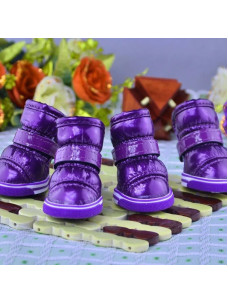 Ботинки XL зимние для собак фиолетовые 60х48мм