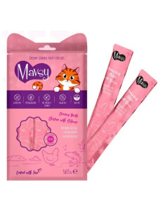 Кремові ласощі для котів Mavsy Creamy Theats з куркою та лососем, 5*15 г