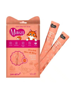 Кремові ласощі для котів Mavsy Creamy Lickable з лососем та креветками для котів, 5х15 г
