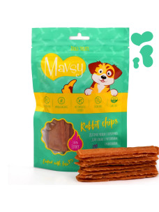 Диетическое лакомство для собак с чувствительным пищеварением Mavsy RABBIT Chips из мяса кролика, 100 г