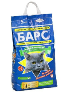 Бентонитовый наполнитель для кошачьего туалета Барс №2 с ароматом лаванды, (4,0 – 6,0 мм), 5 кг