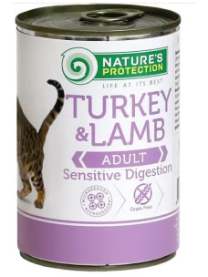 Вологий корм Nature's Protection Sensitive Digestion Turkey&Lamb (KIK24635) з  м'ясом індички і ягняти для дорослих котів з чутливим травленням, 400г