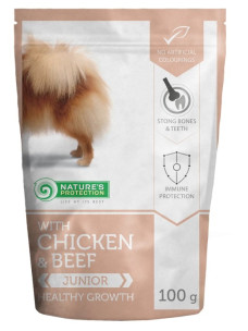 Консервований корм Nature's Protection  Healthy Growth (KIK45279) з куркою та яловичиною для молодих собак малих порід, 100 г.