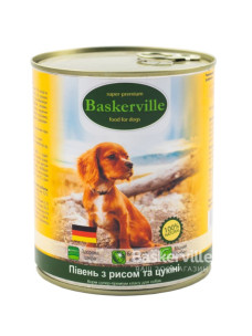 Вологий корм для собак Baskerville Півень з рисом та цукіні, 800 г