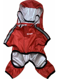Дождевик Ginger для собак из плащевки светоотражающий красный S Д-25 ОГ-54 ОШ-30см