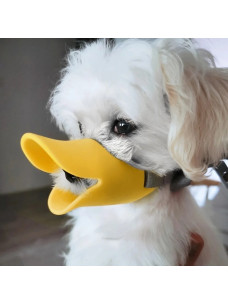 Намордник маска силиконовая Уточка желтая L обвх. морди-17, обхват голови 19-35см. вес 8,5-12,5кг