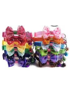 Ошейник нейлон для кошек и мелких собак 10мм/34см бант+звонок розовый