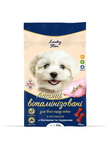 Ласощі для собак Lucky star Вітамінізовані ласощі для собак з кроликом, 50 г, 70шт, LS4