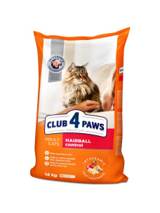 Club 4 Paws Adult Cats Hairball Control - сухой корм с эффектом выведения шерсти из пищеварительного тракта у кошек 14 кг (Клуб 4 Лапы)