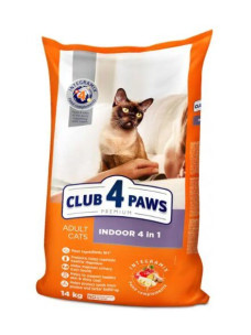 Club 4 Paws Adult Cats Indoor 4 in 1 - сухой корм для кошек без доступа на улицу 14 кг (Клуб 4 Лапы)