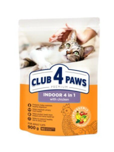 Club 4 Paws Adult Cats Indoor 4 in 1 - сухой корм для кошек без доступа на улицу 900 г (Клуб 4 Лапы)