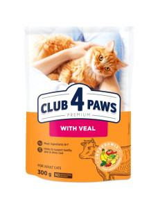 Club 4 Paws Adult Cats with Veal - сухой корм с телятиной для взрослых кошек 300 г (Клуб 4 Лапы)