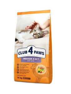 Club 4 Paws Adult Cats Indoor 4 in 1 with Lamb - сухой корм с ягненком для кошек без доступа на улицу 14 кг (Клуб 4 Лапы)