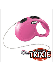 Поводок-рулетка розовая Flexi NEW Сlassic трос 3м, для собак до 8кг ТХ-11776 (Trixie, Флекси)