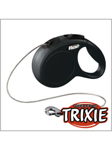 Поводок-рулетка чёрная Flexi NEW Сlassic трос 3м, для собак до 8кг ТХ-11771 (Trixie, Флекси)
