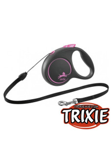 Поводок-рулетка Flexi Design розовая с тросом 5м, для собак до 12кг, ТХ-12256 (Trixie, Флекси)