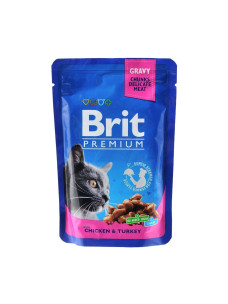 Вологий корм для котів Курка та індичка Brit Premium, 100 г