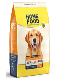 Сухий корм Home Food для дорослих собак великих порід Індичка та лосось Healthy skin and shiny coat, 3 кг