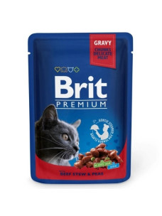 Вологий корм Brit Premium Cat з тушкованою яловичиною та горохом 100 г