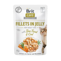 Вологий корм для котів Brit Care Cat Pouch — тріска та форель у желе, 85 г