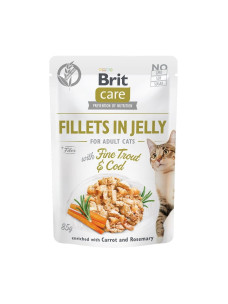 Вологий корм для котів Brit Care Cat Pouch — тріска та форель у желе, 85 г