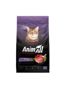 Сухой корм для взрослых кошек с индейкой и уткой AnimAll, 12 кг