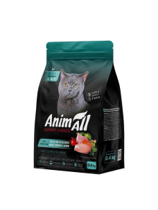 Корм для стерилизованных кошек с курицей и свежей ягнятиной 400 г AnimAll