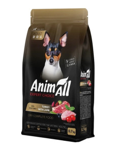 Корм сухой AnimAll для взрослых собак малых пород со свежей индейкой и ягненком 700 г