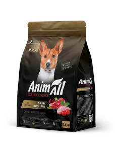 Сухой корм AnimAll Expert Choice для собак средних пород со свежей индейкой и ягненком, 2,5 кг