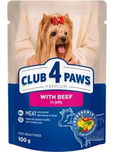 Вологий корм для собак Club 4 Paws Premium з яловичиною в желе, 100 г