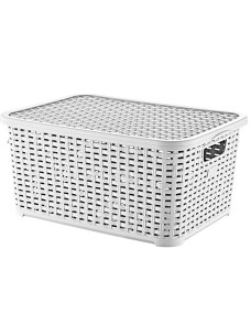Кошик для зберігання Basket Rotang, з кришкою, білий, 7 л