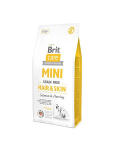 Корм сухий для собак Brit Care Dog GF Mini Hair Skin з лососем та оселедцем для дорослих собак малих порід, 7 кг