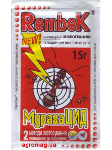 МурахаЦид Рембек (Rembek) инсектицид от муравьев 15 г (красный сахар), ТОВ Агромаг
