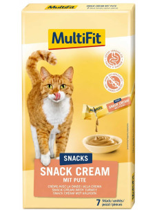 Крем-ласощі MultiFit Snack Cream з індичкою для котів, 7×15 г