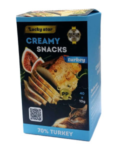 Лакомство для кошек Lucky Star крем-пюре с мясом индейки в шоубоксе 40 × 10 г