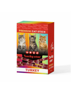 Лакомство для кошек Lucky Star жевательные палочки с мясом индейки, шоубокс 60 × 5 г
