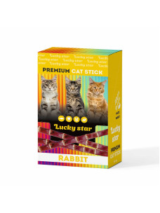 Лакомство для кошек Lucky Star жевательные палочки с мясом кролика, шоубокс 60 × 5 г