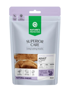 Ласощі для собак, кролячі вушка з начинкою з кролика, Nature's Protection, 75 г