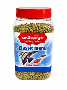 Корм для аквариумных рыб Аквариус Classic Menu плавающие пеллеты 200 г