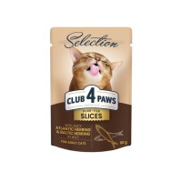 Влажный корм для кошек Club 4 Paws в желе с сельдью и салакой, 80 г, 8025