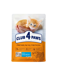 Влажный корм для котят Club 4 Paws Premium с лососем в соусе, 80 г, 9305