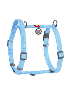 Шлея для собак Collar з бавовни з QR-паспортом, H-подібна, світловідбивна, блакитна, M, ширина 20 мм, обхват A 43–60 см, B 50–80 см, 25922