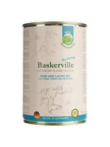 Влажный корм для активных собак Baskerville Holistic с лососем и говядиной, пастернаком, шпинатом и зеленью, 400 г
