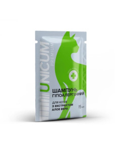 Шампунь для котів з алое вера Unicum 15 мл