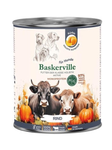 Влажный корм для активных собак Baskerville FOS Holistic с говядиной, 800 г