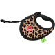 Повідець-рулетка для собак Waudog R-leash S, 3 м, до 12 кг, Леопард, зі світловідбивною стрічкою та контейнером для пакетів, 255-4066