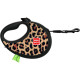 Поводок-рулетка для собак Waudog R-leash M, 5 м, до 20 кг, Леопард, со светоотражающей лентой и контейнером для пакетов, 256-4066