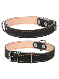 Кожаный двойной ошейник для собак Collar, 20 мм, 32-40 см, черный