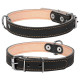 Кожаный двойной ошейник для собак Collar, 20 мм, 32-40 см, черный