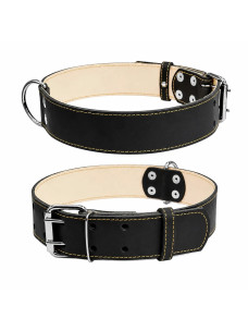 Кожаный двойной ошейник для собак Collar, M, 38-50 см, 25 мм, черный
